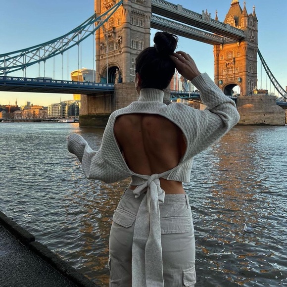 ZARA LIMITED EDITION OPENBACK KNIT CROP TOP SWEATER CARDIGAN - Picture 7 of 7